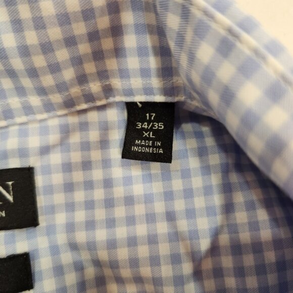 VTG Lauren Ralph Lauren Dress Shirt Mens Size 17 XL Blue Gingham Checks Stretch - Picture 7 of 14
